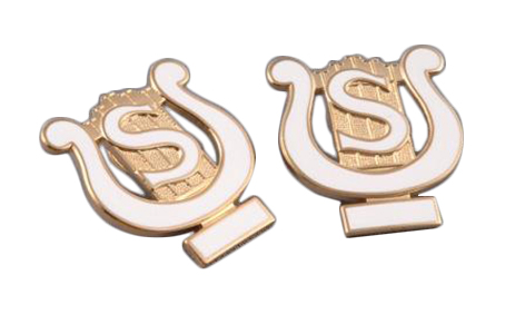 S With Lyre Gilt White Enamel Pair